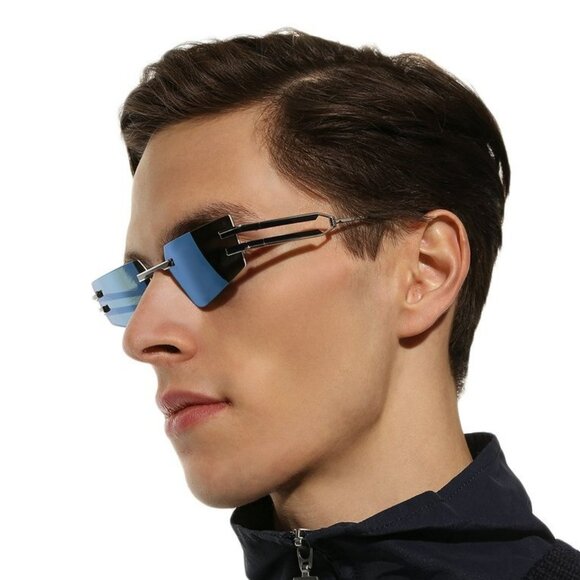 Balmain Men Sunglasses Titanium Silver Blue Mirror Geometric FIXE BPS-123E-54 - Picture 3 of 13